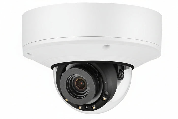 Hanwha XNV-9082R X-Series 8MP Outdoor IR Vandal Dome Camera, 2.8-8.4mm Varifocal Lens, White