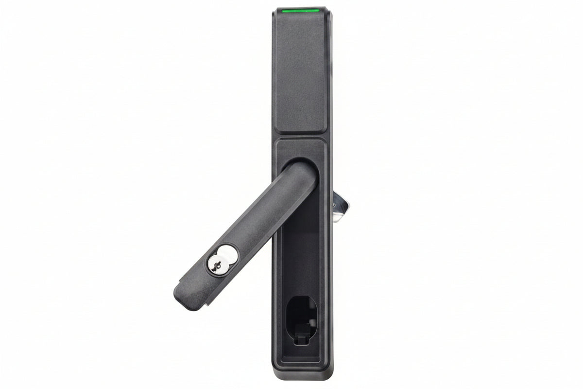 HES KS200-S-IPS-B-K1 KS Series Server Cabinet Lock, Wiegand, Swing Handle, HID multiCLASS SE Technology, MEDECO X4 SFIC Core, Black