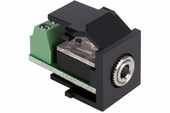 Leviton 40839-SWS 3.5mm Stereo QuickPort Jack, Female to Screw Terminal, White Housing
