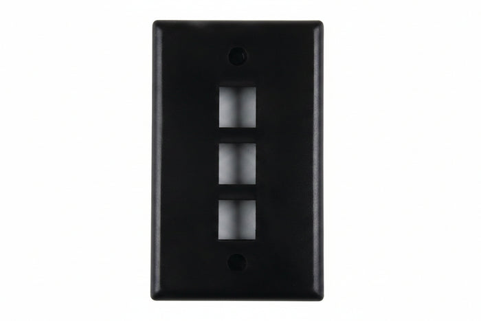 HellermannTyton 854-39321 3-Port Single-Gang Faceplate, Black