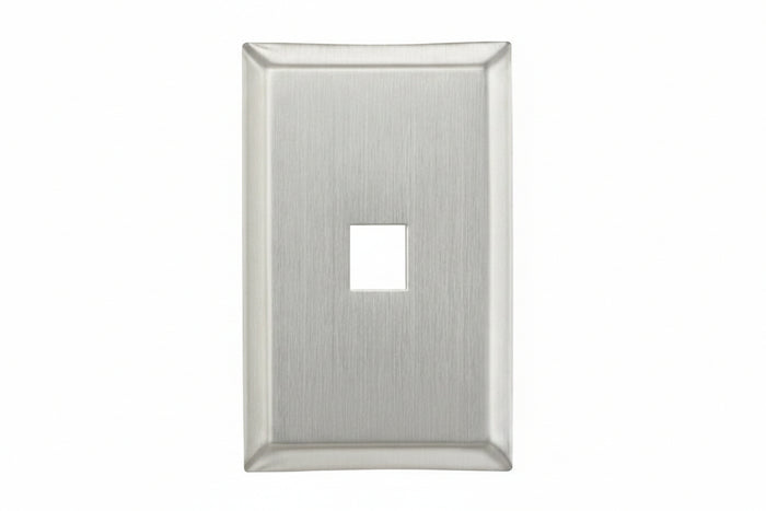 Leviton 43080-1L1 QUICKPORT Wallplate, Single-Gang, 1-Port, with ID Windows, Stainless Steel