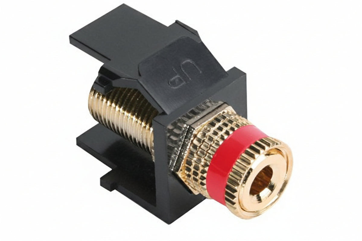 Leviton 40833-BER Binding Post QuickPort Coupler, Red Stripe, Black Housing