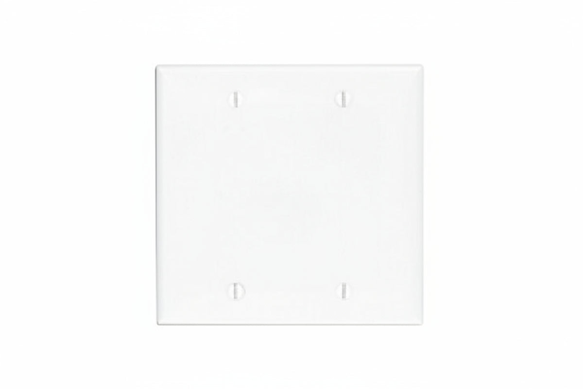 Leviton 80725-W 2-Gang No Device Blank Wall Plate, Standard Size, Thermoplastic Nylon, Box Mount, White