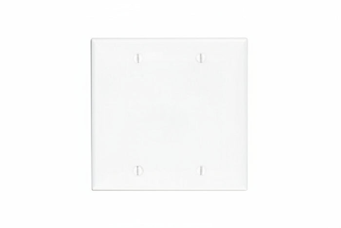 Leviton 80725-W 2-Gang No Device Blank Wall Plate, Standard Size, Thermoplastic Nylon, Box Mount, White
