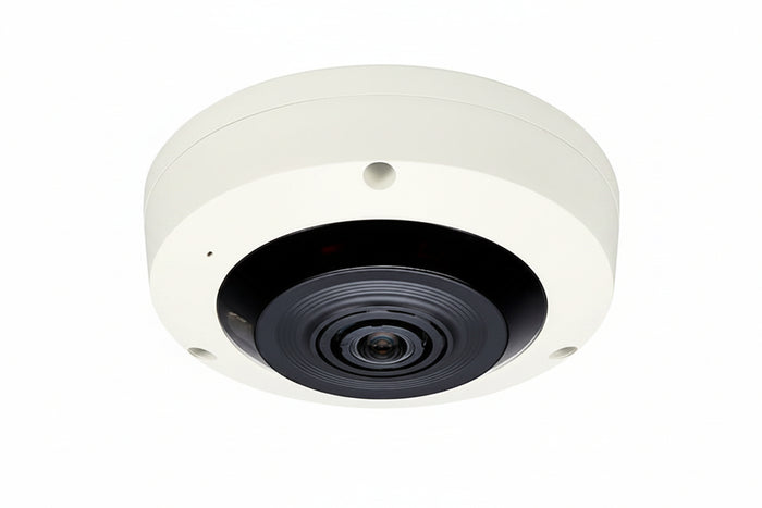 Hanwha XNF-8010R X-Series 6MP IR Indoor Fisheye Camera, 1.6mm Fixed Lens, Ivory