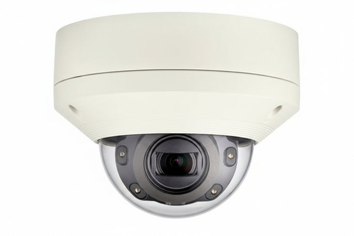 Hanwha XNV-6080R X-Series 2MP Outdoor IR Vandal Dome Camera, 2.8-12mm Varifocal Lens, Ivory