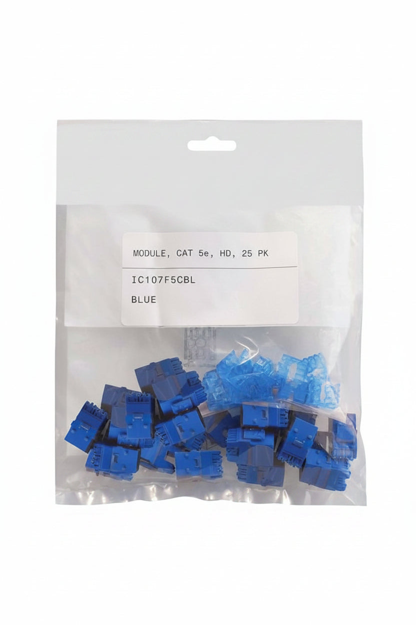ICC IC107F5CBL CAT5e RJ45 Keystone Jack, HD Style, 25-Pack, Blue
