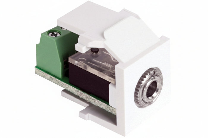 Leviton 40839-SWS 3.5mm Stereo QuickPort Jack, Female to Screw Terminal, White Housing