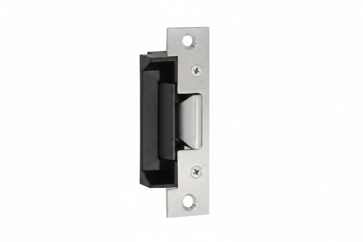 HES 502 Radius Corners and Flat Faceplate, 15/16" 1 7/16", for 5000/5200 Series Electric Strikes, Satin Stainless Steel
