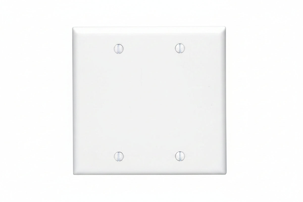 Leviton 88025 2-Gang No Device Blank Wall Plate, Standard Size, Thermoset, Box Mount, White