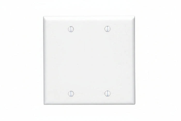 Leviton 88025 2-Gang No Device Blank Wall Plate, Standard Size, Thermoset, Box Mount, White