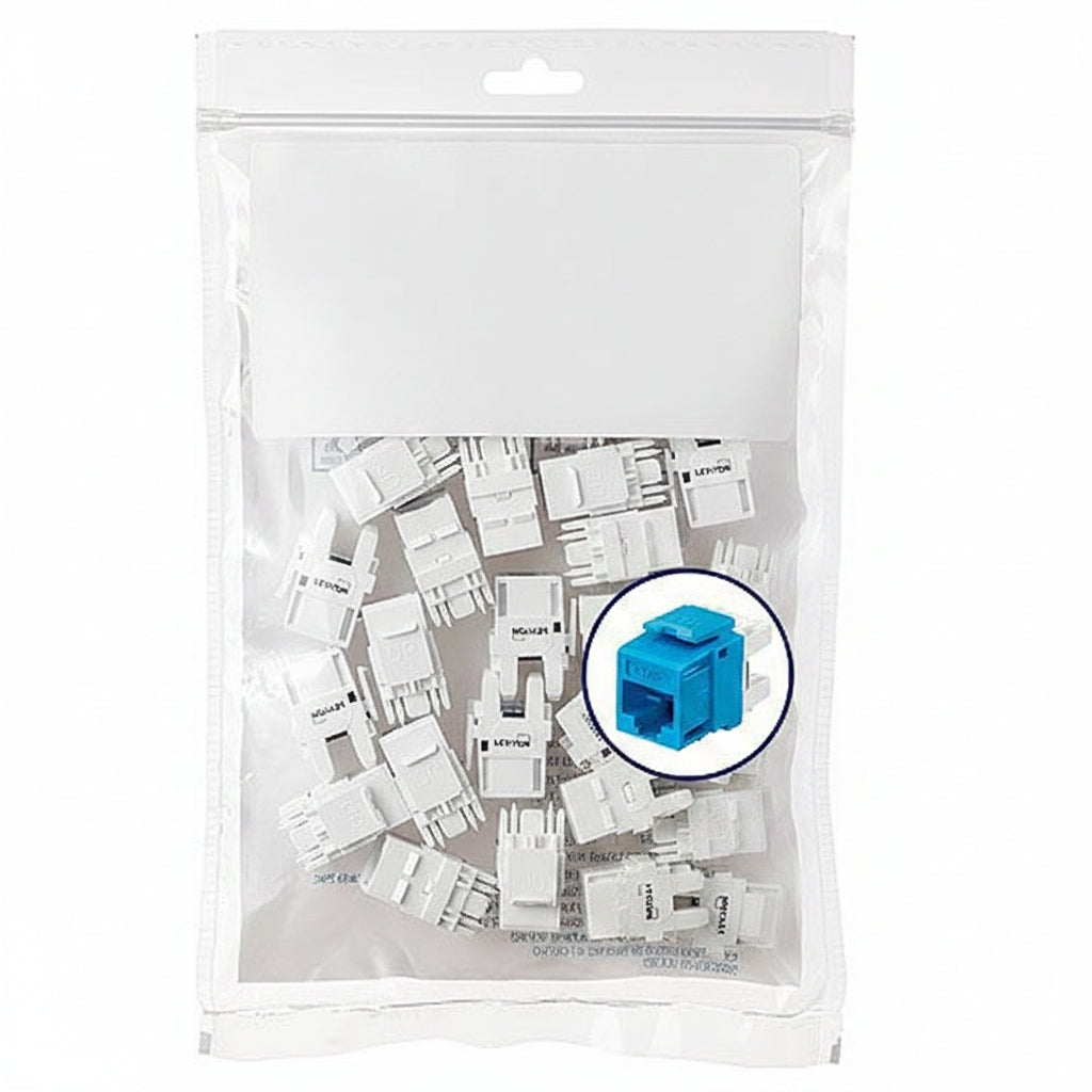 Leviton 61110-BL6 eXtreme CAT6 QuickPort Jack QuickPack, 25-Pack, Blue