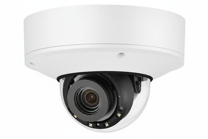Hanwha XNV-9082R X-Series 8MP Outdoor IR Vandal Dome Camera, 2.8-8.4mm Varifocal Lens, White