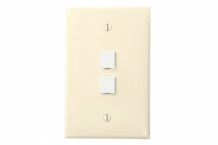 Leviton 41091-2TN Midsize Single-Gang QuickPort Wall Plate, 2-Port, Almond
