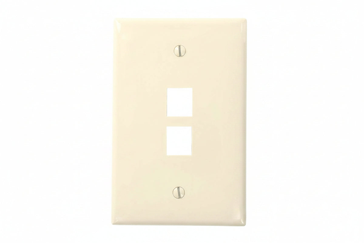 Leviton 41091-2TN Midsize Single-Gang QuickPort Wall Plate, 2-Port, Almond