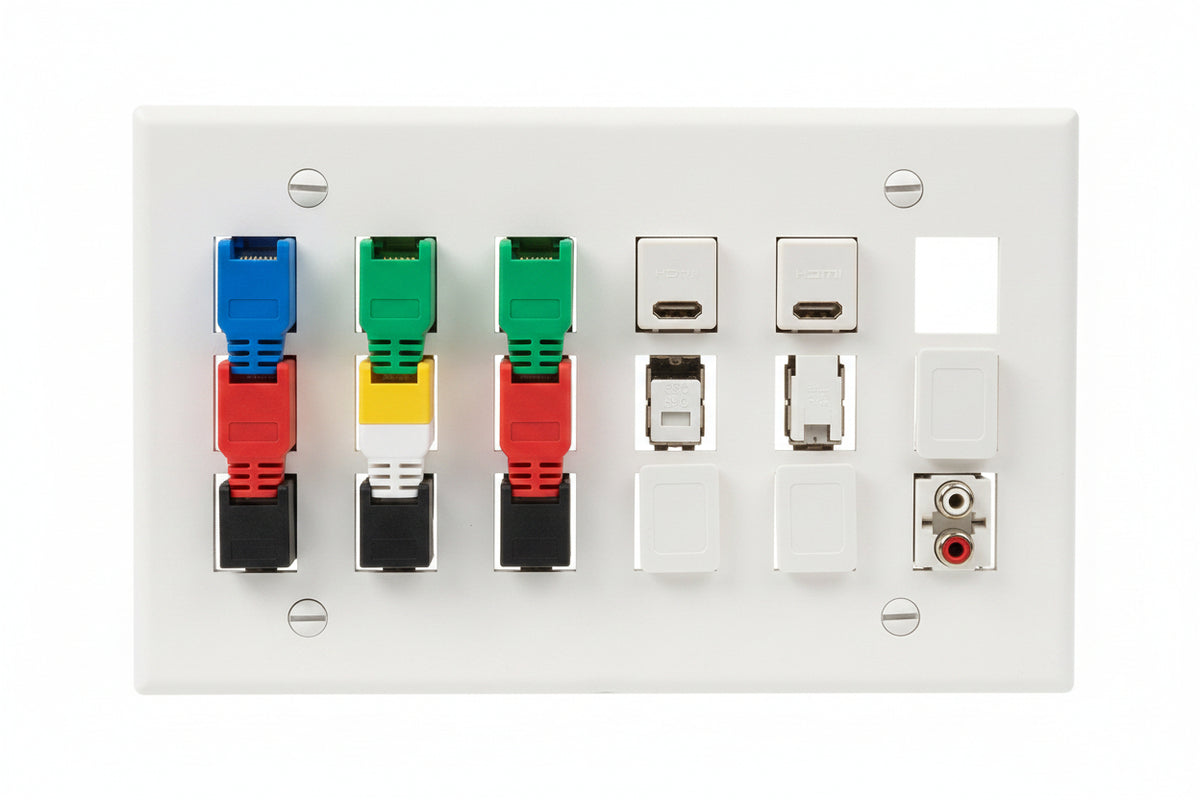 ICC IC107F12WH Double-Gang Classic Faceplate, 12 Ports, EZ/HD Style, White