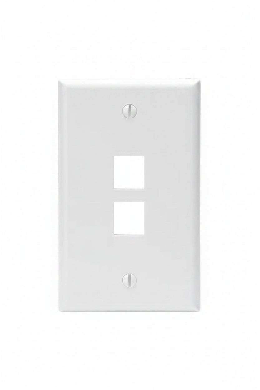 Leviton 41080-2WP Single-Gang QuickPort Wall Plate, 2-Ports, White