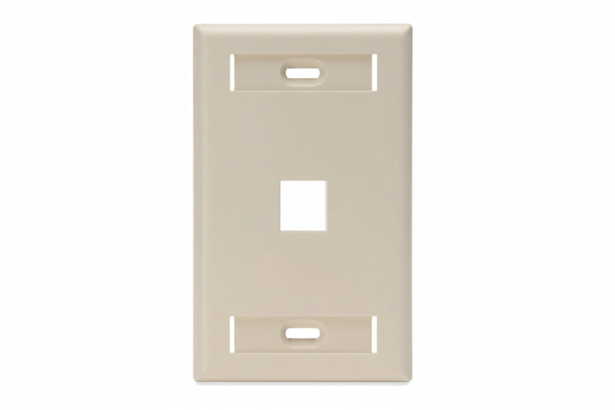 Leviton 42080-1IS Single-Gang QuickPort Wall Plate with ID Window, 1-Port, Ivory