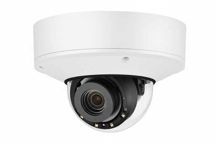 Hanwha XNV-9082R X-Series 8MP Outdoor IR Vandal Dome Camera, 2.8-8.4mm Varifocal Lens, White