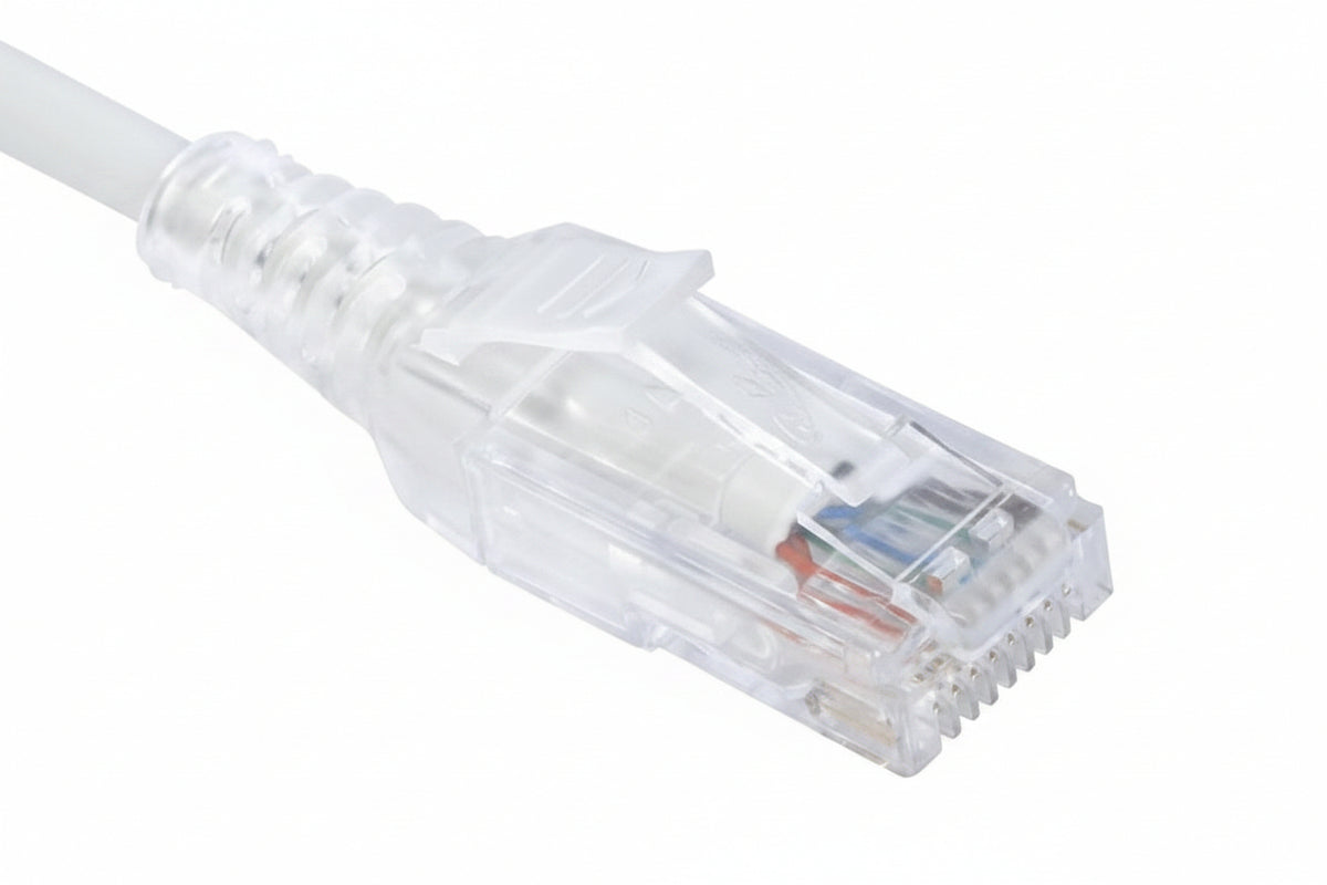 ICC ICPCSH10WH Cat 6 Slim Clear Boot Patch Cord, 10 ', White