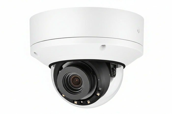 Hanwha XND-8082RV X-Series 6MP Vandal IR IP Dome Camera, 2.8-8.4mm Varifocal Lens, Signal White