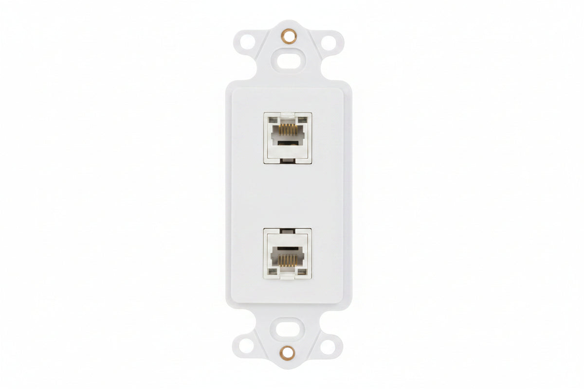 ICC IC107DI2WH Decorator Insert for Keystone Jacks, 2-Port Wall Plate Module, Decora Style, White