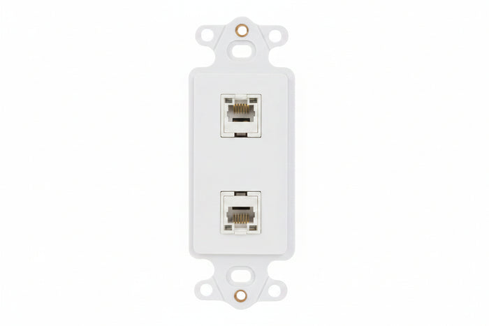 ICC IC107DI2WH Decorator Insert for Keystone Jacks, 2-Port Wall Plate Module, Decora Style, White