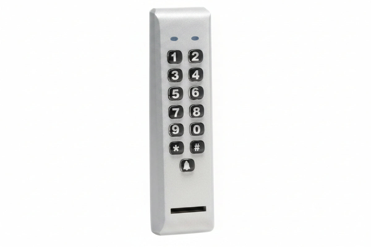Linear 212iLM-AL 212 Mullion Standalone, Indoor/Outdoor Mullion-Mount Weather Resistant Access Control Keypad, Satin/Aluminum