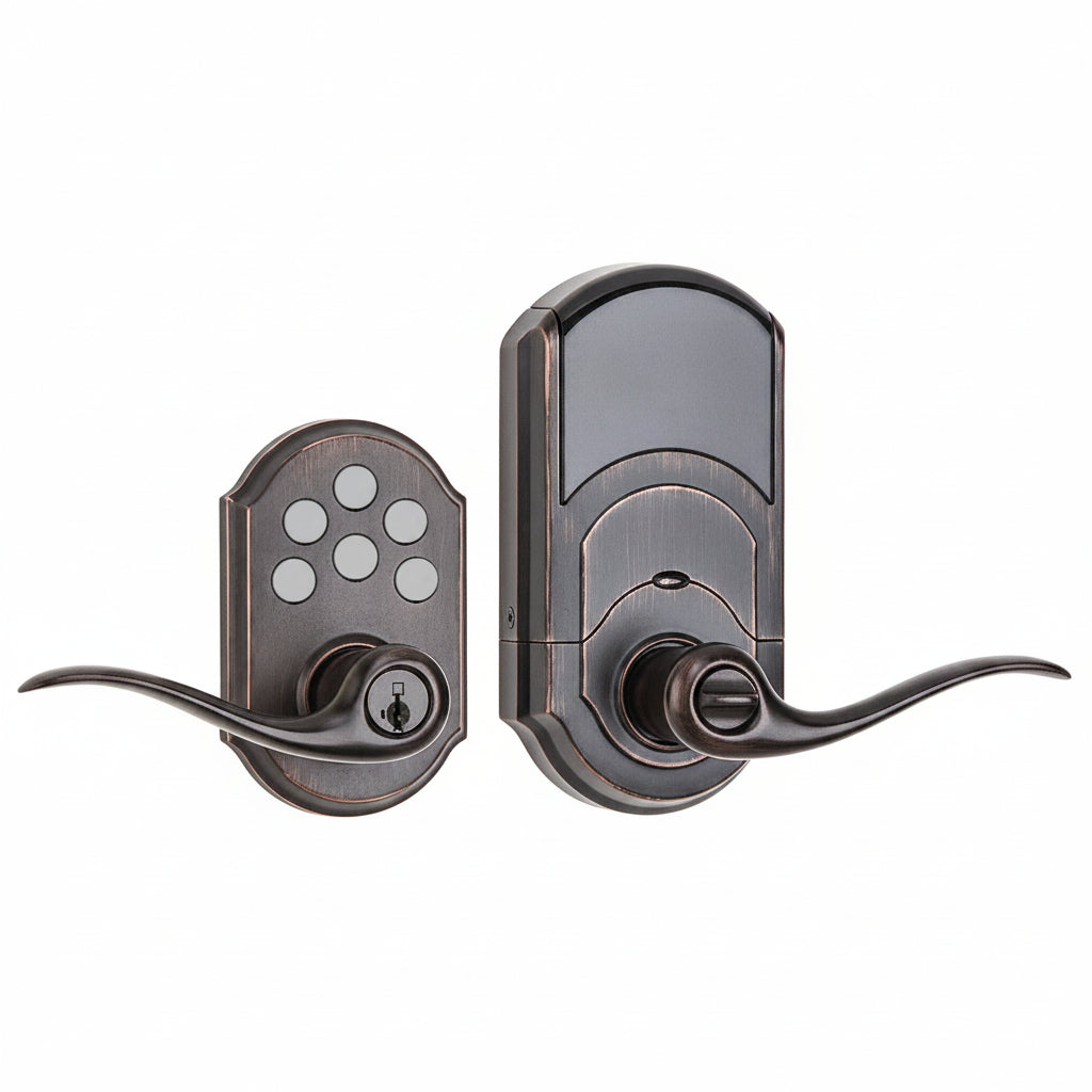 Kwikset 912TNL TRL SmartCode Electronic Door Lever with Z-Wave, Venetian Bronze
