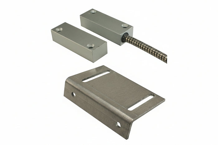 GRI 4400A-48 Industrial Surface Mount Switch Set, 2-1/2" Standard Gap, 10W, 200VDC, 0.50A, Closed Loop, N/O, and 48" Armored Cable, Aluminum