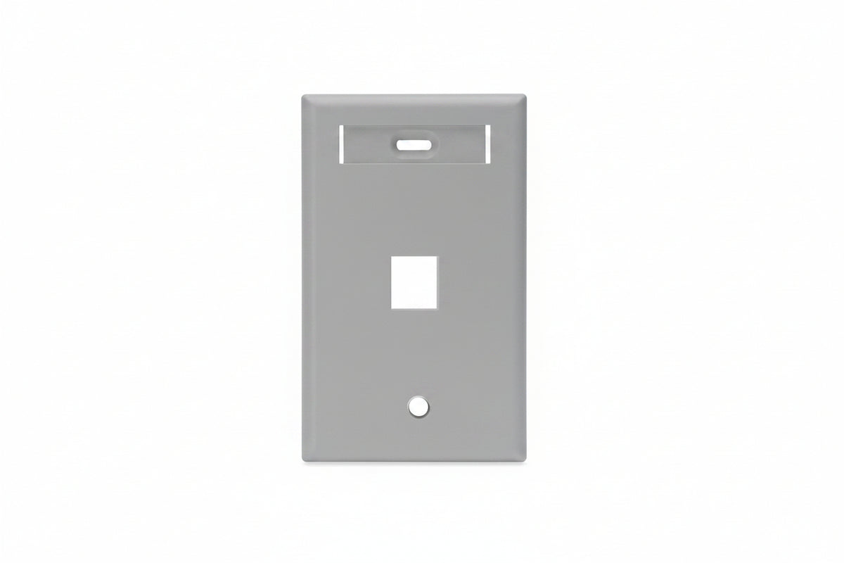 Leviton 42080-1GS Single-Gang QUICKPORT Wall Plate with ID Window, 1-Port, Gray