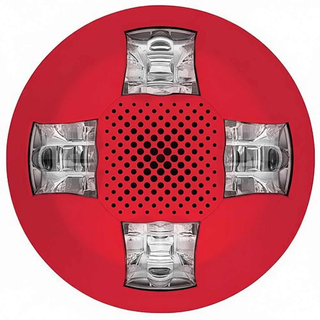 Kidde EGCAVRF Genesis EGC Ceiling Horn / Strobe, FIRE Marking, Room Side Wiring Plate Included, 15-115cd, Red