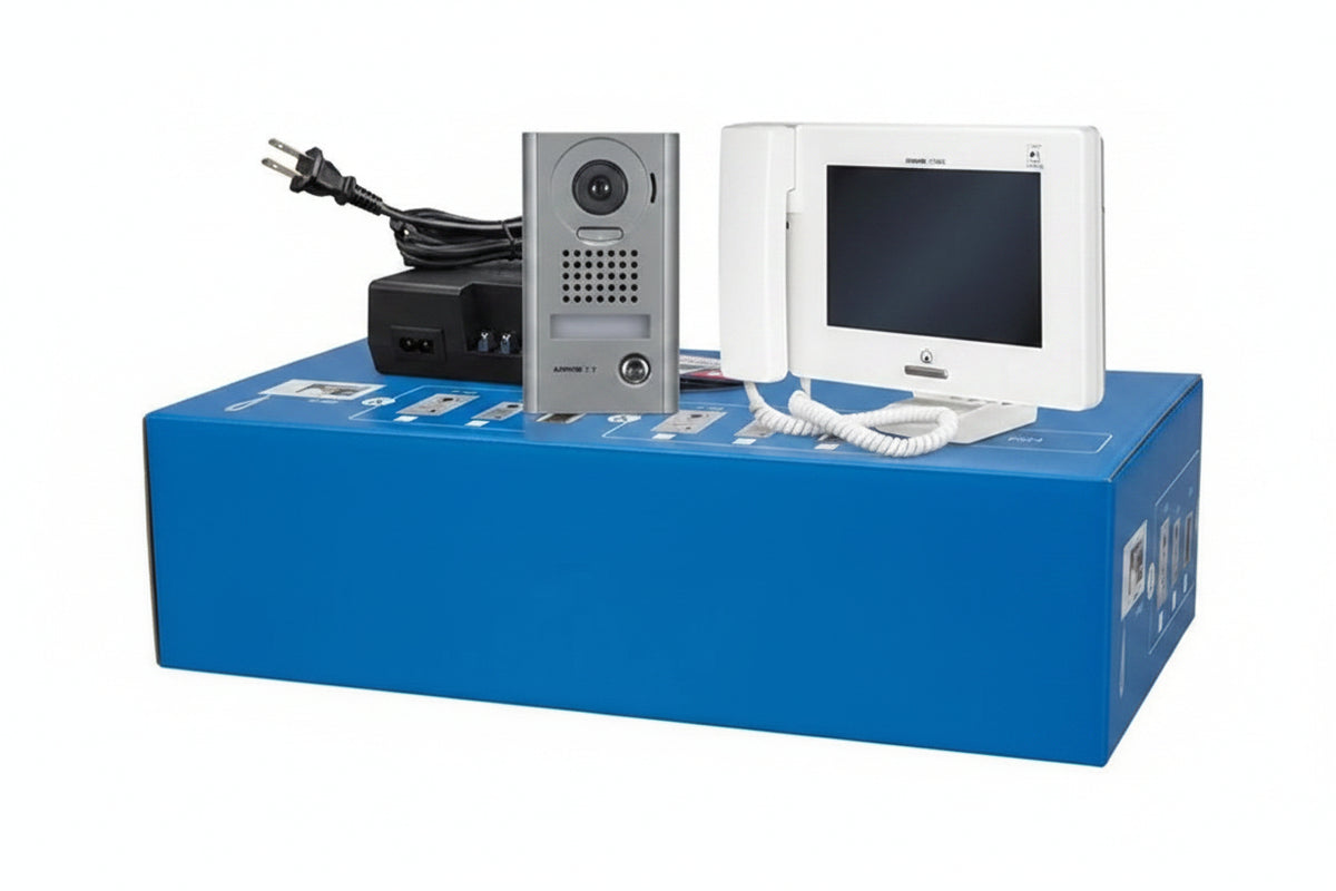 JPS-4AEDV JP Series 7" Touchscreen Surface Video Intercom Set, 3-Piece, Includes JP-DV, JP-4MED, PS-2420UL, Vandal Resistant