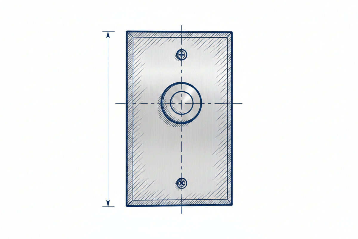 Camden CM-9080 7/8" Vandal Resistant Push / Exit Switch, DPDT Momentary, Brushed Aluminum Faceplate