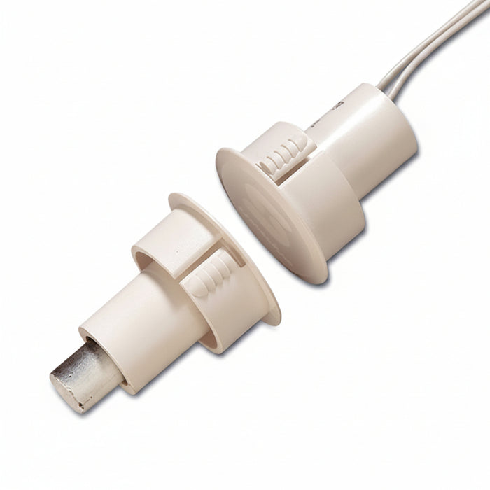 Edwards Signaling 1076CD-N Recessed Steel Door Magnetic Contact with Wire Leads, 3/8" Gap Size, DPDT, 3/4" Diameter, White