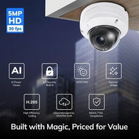 VIVOTEK FD9383-HTV 5MP AI Dome IP Camera, 2.8-12mm Varifocal, IR, WDR