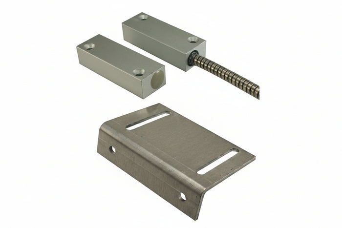 4400-A Industrial Surface Mount Switch Set, 2-1/2" Standard Gap, 10W, 200VDC, 0.50A, Closed Loop, N/O, and 36" Armored Cable, Aluminum