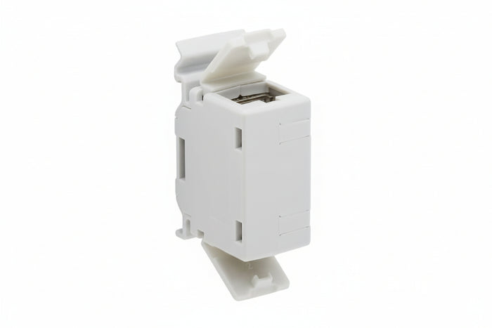 Eaton Tripp Lite N235-D01-SH-6A CAT6A Shielded In-Line DIN-Rail Mountable Snap-In Coupler, RJ45 Female to Female, Light Gray
