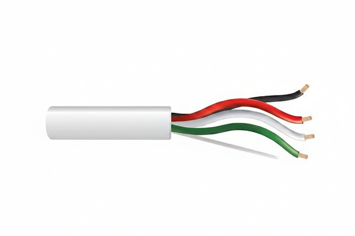 Genesis 21155501 18/4 Stranded Unshielded Cable, Riser, CMR, FT4, 500' (152.4 m) Pull Box, White