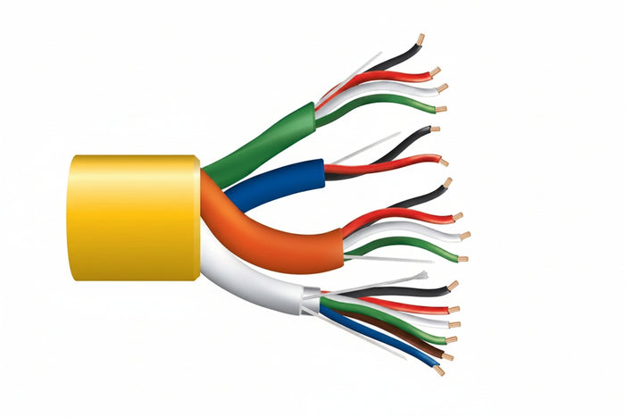 Genesis 31965002 22/6 Stranded Shielded + 22/4 Stranded + 22/2 Stranded + 18/4 Stranded Composite Access Control Cable, Plenum, CMP, FT6, 500' (152.4 m) Reel, Yellow