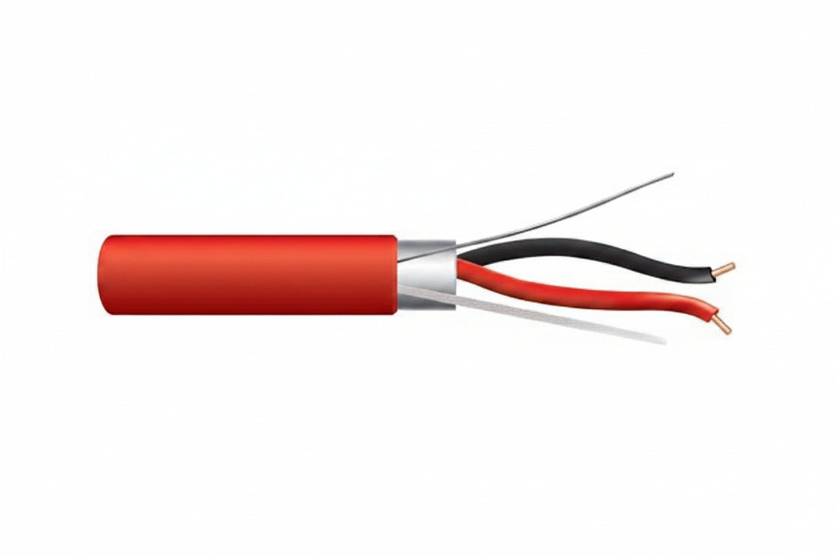 44081004 14/2 Solid Shielded Fire Alarm Cable, Riser, FPLR, 1000' (304.8 m) Reel, Red