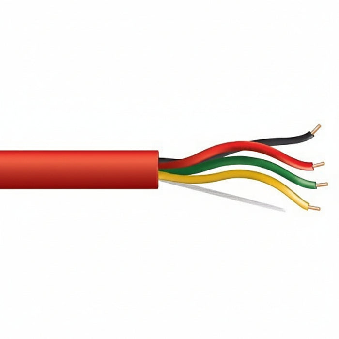 Genesis 45141004 14/4 Solid Unshielded Fire Alarm Cable, Plenum, FPLP, 1000' (304.8 m) Reel, Red