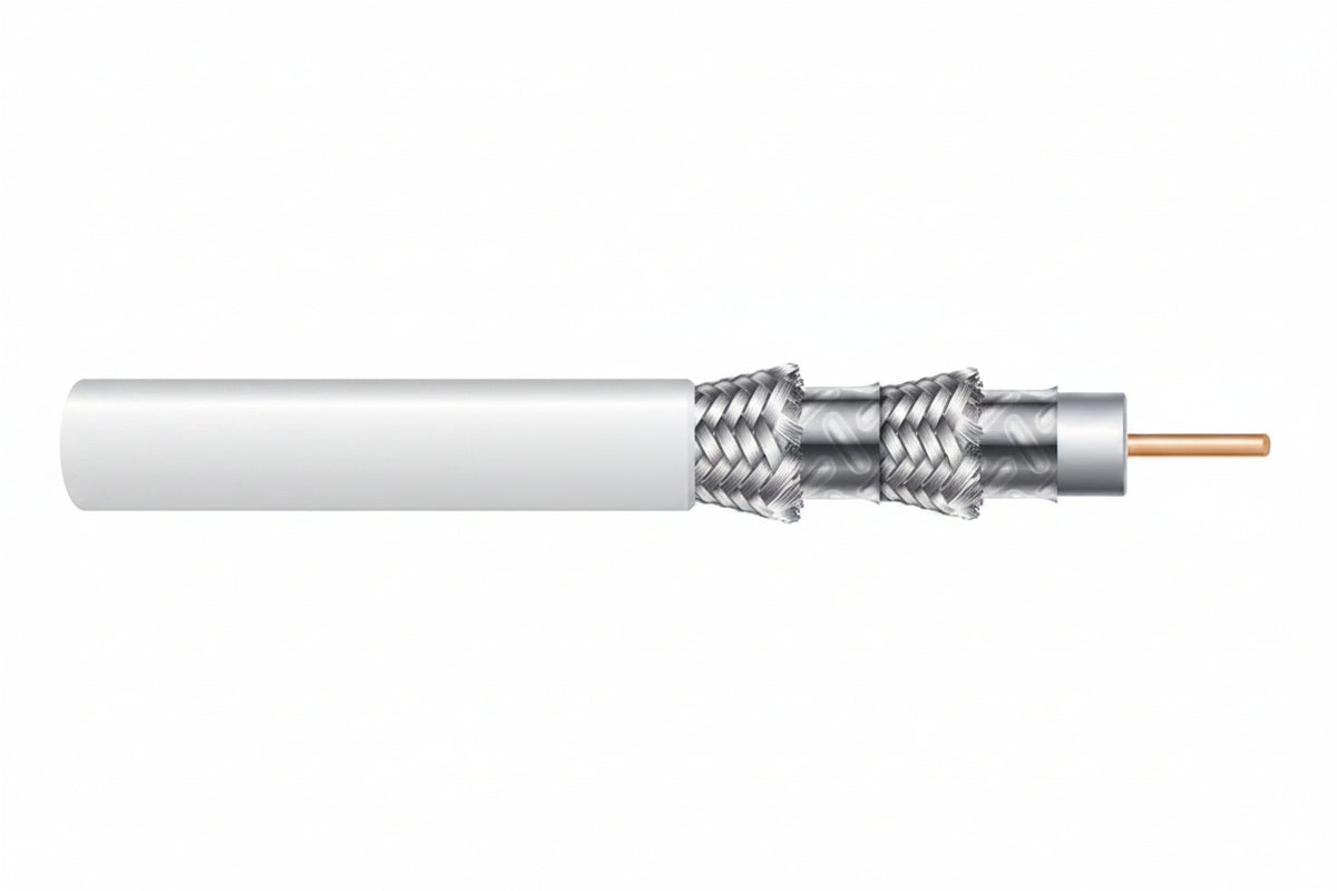 Genesis 50075501 RG6 CCS 75 Ohm Coaxial with Quad-Shield Cable, General Purpose, CATV, 500' (152.4 m) Pull Box, White