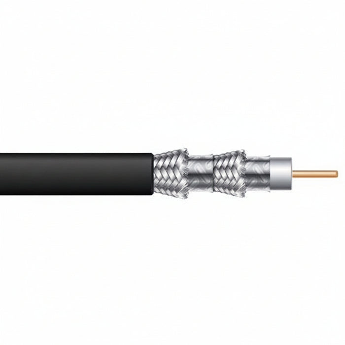 Genesis 50075508 RG6 CCS 75 Ohm Coaxial with Quad-Shield Cable, General Purpose, CATV, 500' (152.4 m) Pull Box, Black