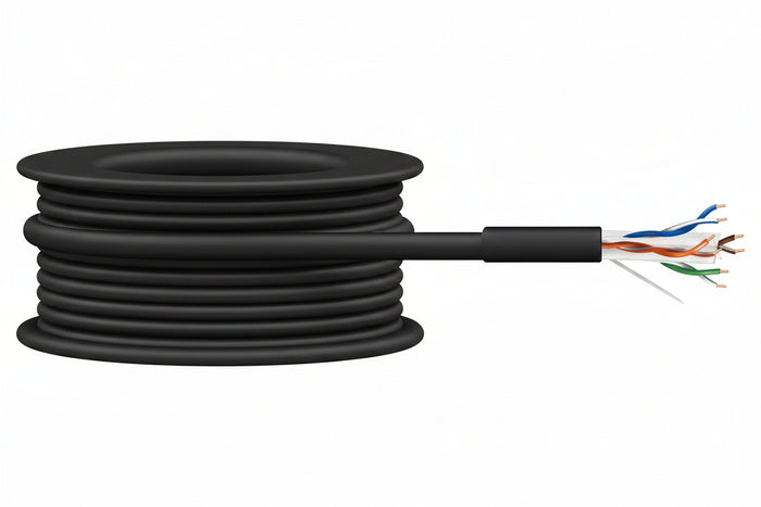 50921008 23/4-Pair Cat 6 Plus Unshielded (U/UTP) Networking Cable, Riser, CMR, FT4, 1000' (304.8 m) Reel, Black