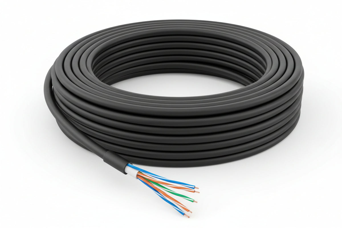 Genesis 51101008 24/4-Pair Cat 6 Unshielded (U/UTP) Water-Blocked Networking Cable, Direct Burial, 1000' (304.8 m) Reel, Black