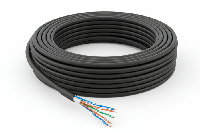 Genesis 51101008 24/4-Pair Cat 6 Unshielded (U/UTP) Water-Blocked Networking Cable, Direct Burial, 1000' (304.8 m) Reel, Black