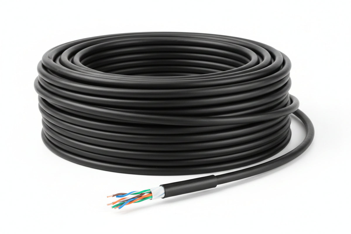 Genesis 51105008 24/4-Pair Cat 6 Unshielded (U/UTP) Water-Blocked Networking Cable, Direct Burial, 500' (152.4 m) Reel, Black