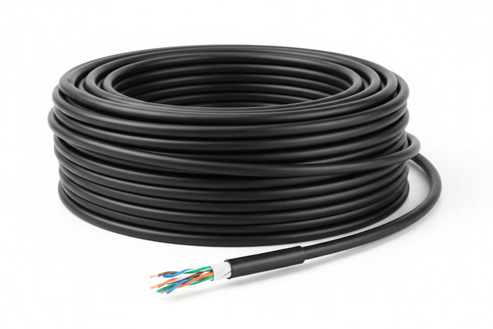 Genesis 51105008 24/4-Pair Cat 6 Unshielded (U/UTP) Water-Blocked Networking Cable, Direct Burial, 500' (152.4 m) Reel, Black