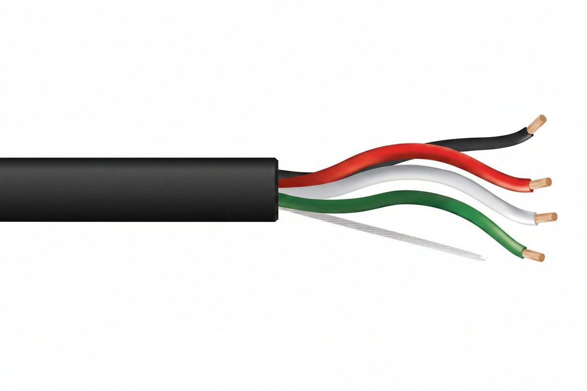 52865008 14/4 (105-Strand Oxygen-Free Copper) Audacious Unshielded Speaker Cable, Direct Burial, CM, 500' (152.4 m) Reel, Black